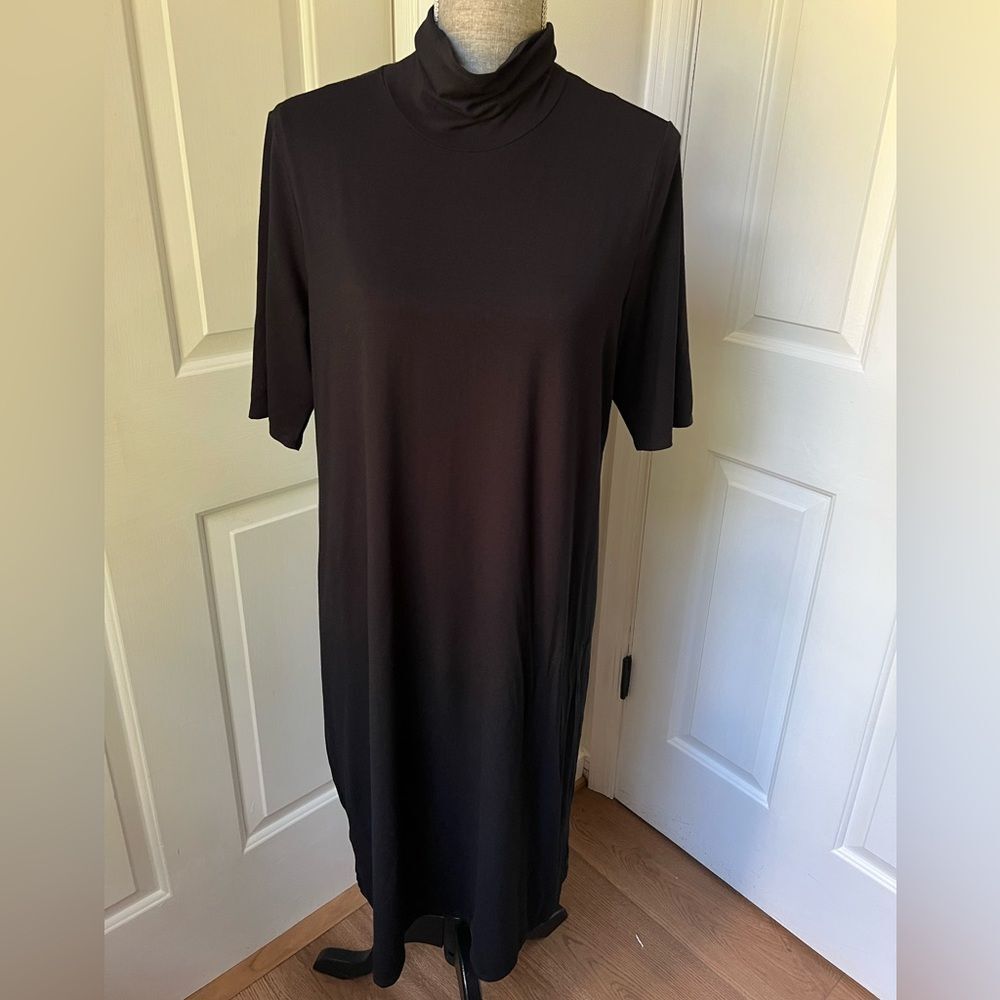 Eileen Fisher Black Turtleneck Long Sleeve Dress Large